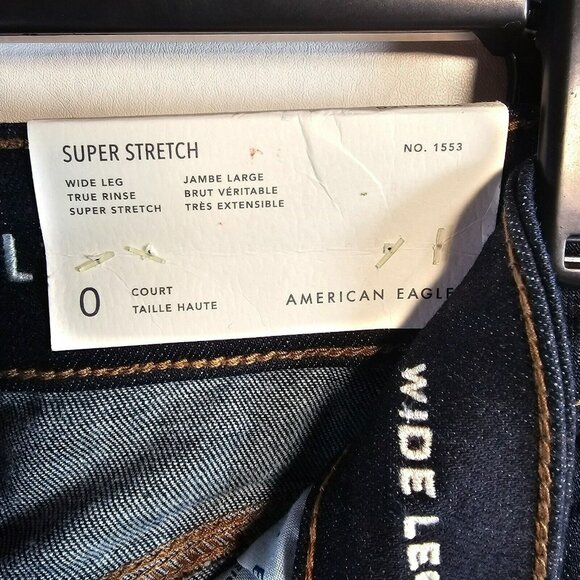American Eagle Super Stretch High Rise Wide Leg Jeans NWT Women's Size 0 Dark - Picture 6 of 11